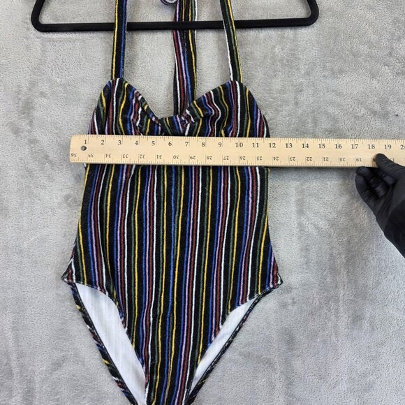 Out From Under Bodysuit Womens Small Multicolor Striped Halter Urban Outfitters - Picture 2 of 10